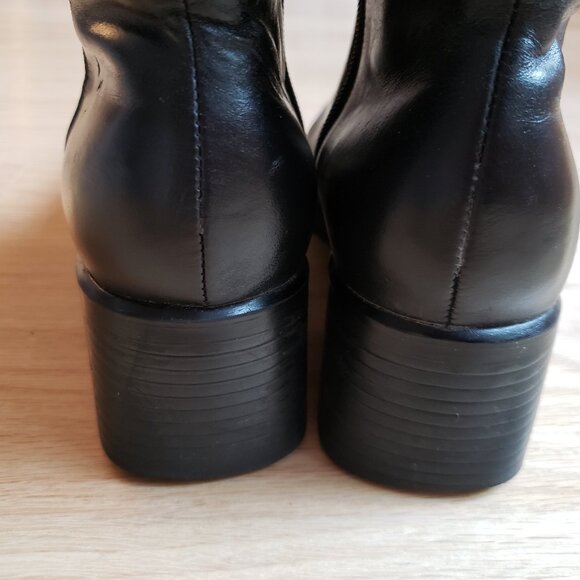 AJ Valenci Genuine Leather Black Comfort Ankle Boots Size 8 M Zipper - Picture 5 of 8